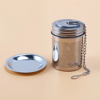 Инфузер за топки за чай - Инфузери за чай от неръждаема стомана за насипен чай с верижна кука и чинийка - Много фина мрежеста цедка за чай