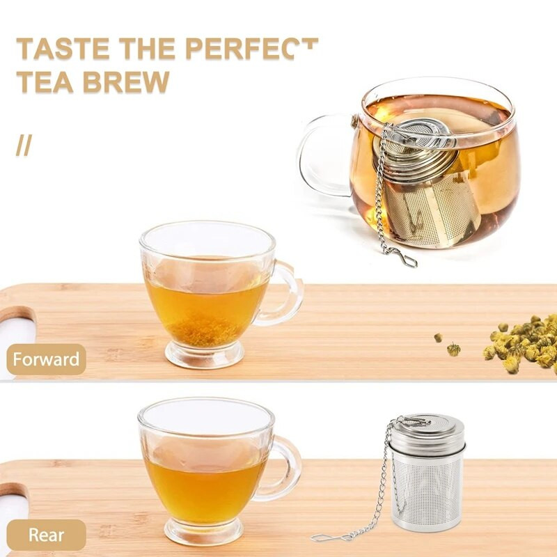 Infuzer za kuglice za čaj - Infuzeri za čaj od nehrđajućeg čelika za rasuti čaj s lančanom kukicom i tanjurićem - Posebno fino mrežasto cjedilo za čaj