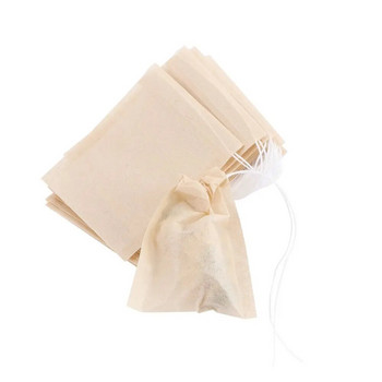 100 τμχ/παρτίδα Άλευκα με κορδόνι για τσαγιού από βότανα, Μη τοξικό Heat Seal Coffee Infuser Tea Bag Tea Strainer Filter bag