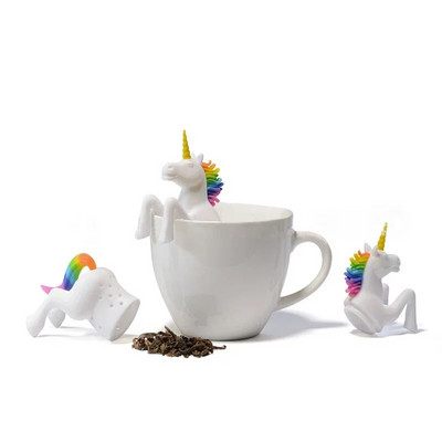 Unicorn Shape Tea Infúziós Szűrők Élelmiszer minőségű Kreatív 1 db Diffúzor Teazacskó Filter Laza Leveles Gyógynövény Fűszer Filter Szilikon