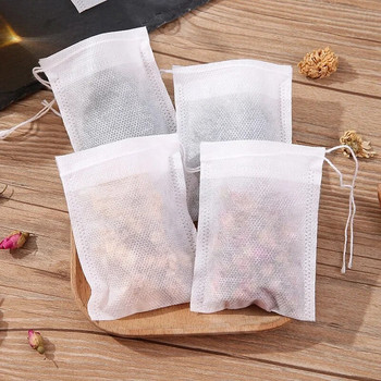 100 БР. Чаени торбички за еднократна употреба Нетъкан плат Чаен инфузор с връв Heal Seal Teaware Spice Tea Filter Bag Празни пакетчета чай