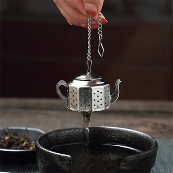 Форма за чайник от неръждаема стомана Инфузер за чаени листа Цедка за билкови подправки Филтър Дифузер Топка за приготвяне на чай Прибори за чай Кухненски аксесоари