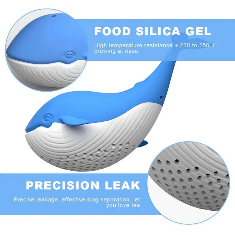Silikonsko cjedilo za čaj Filter za crni čaj Slatki dinosaurus slon i kit Tea Infuser za višekratnu upotrebu, bez BPA
