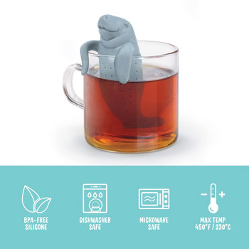 Цедка за чай, силиконова настойка за чай, симпатичен уред за чай на насипни листа, подарък за любителите на чай, 1 цедка за чай на насипни листа, Dugong