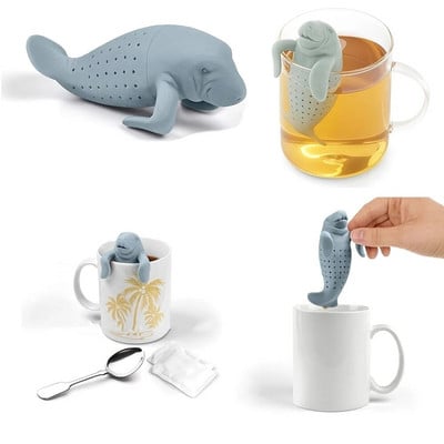 Teaszűrő, szilikonos teafőztető, aranyos levéltea-merevítő, ajándék tea szerelmeseinek, 1 szálas teaszűrő, Dugong