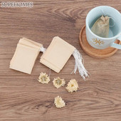 100 de bucăți de plicuri de ceai de unică folosință, pungi de filtru de uz casnic cu șnur pentru cafea, baie de picioare, hârtie naturală din pulpă de lemn, filtre pentru condimente, pliculețe de ceai