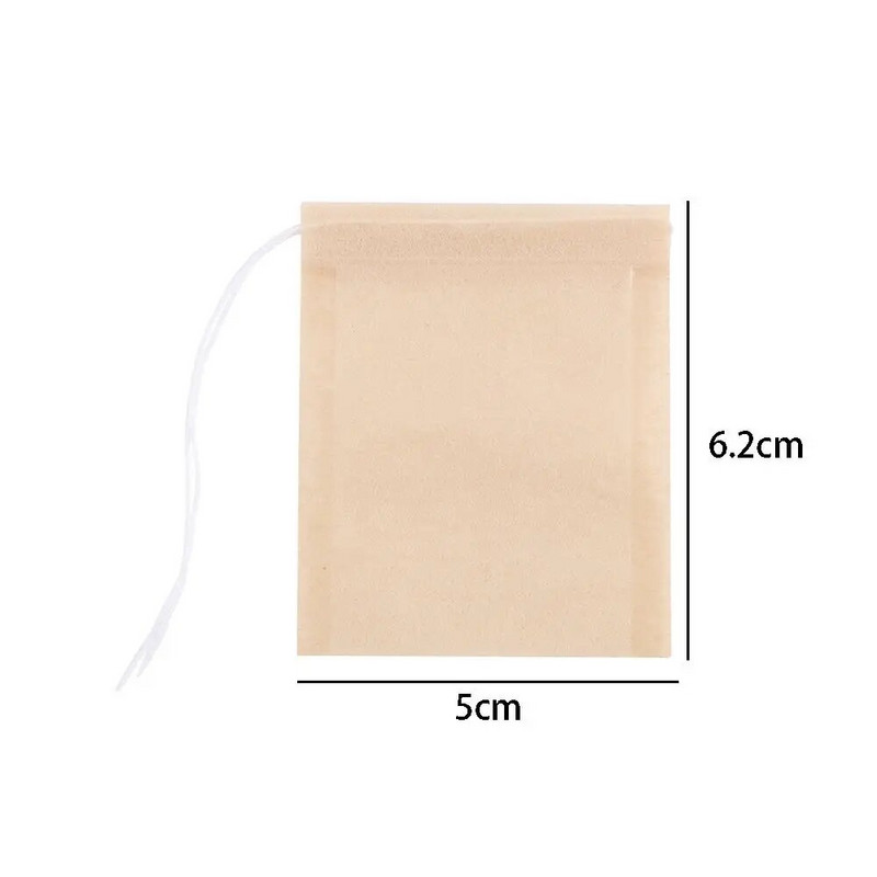 100 de bucăți de plicuri de ceai de unică folosință, pungi de filtru de uz casnic cu șnur pentru cafea, baie de picioare, hârtie naturală din pulpă de lemn, filtre pentru condimente, pliculețe de ceai