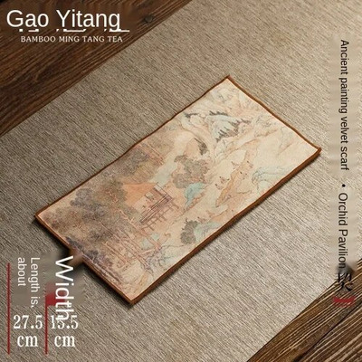 Prosoape de ceai de ultimă generație față de masă față de masă covorașe absorbante pentru ceai ridicați prosoape pentru oală covoraș de ceai îngroșare pânză de ceai pictată Zen 29*15