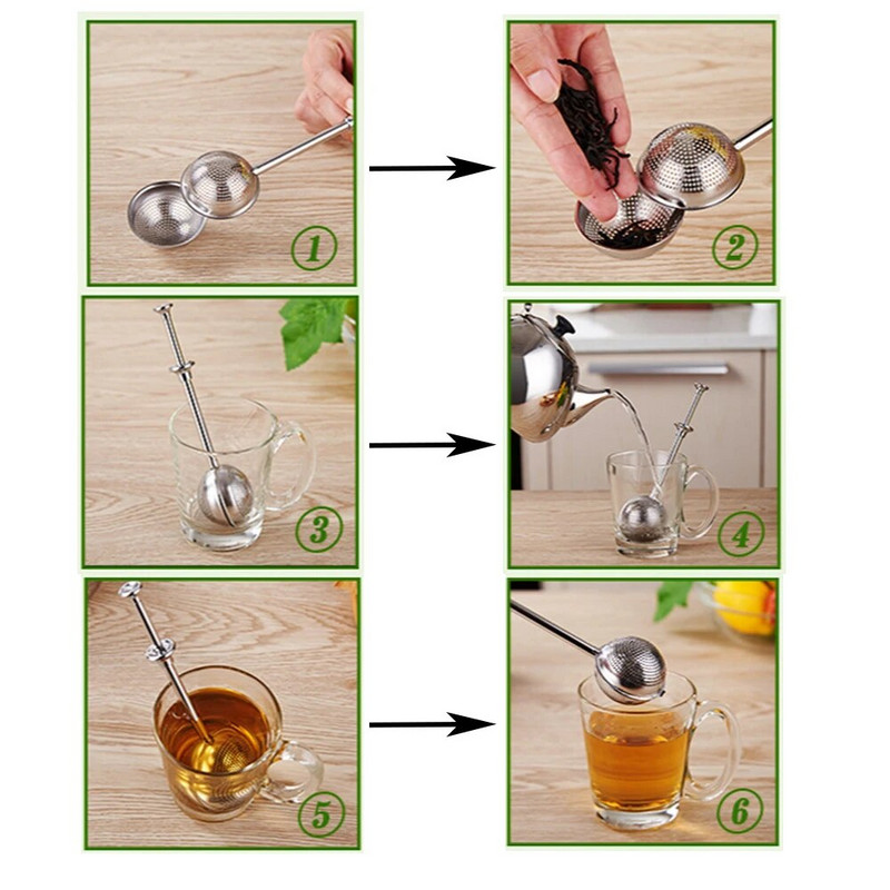 Tea infuser szita eszközök fűszertasakokhoz Infusor rozsdamentes acél golyós teafilter főző Főzési cikkek Szolgáltatások Teaedény Teaszűrő