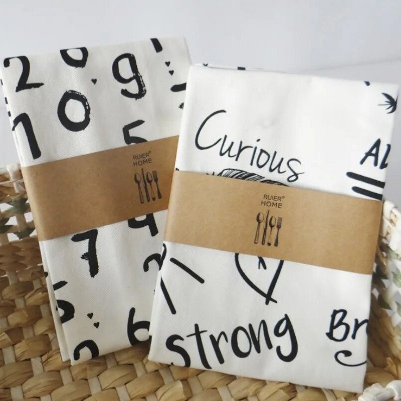 40*60cm，kuhinjski ručnik，arapski brojevi, slova, dom, pečenje, hrana, zapadnjačka hrana, tkanina za pozadinu, pamuk, umjetnost na tkanini, salveta