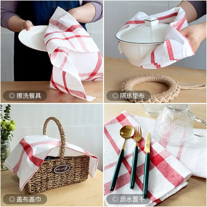 1 buc 50x60 cm, cu dungi geometrice, prosop de ceai din bumbac, servetel de masa de bucatarie, carpa de curatare, cadou de petrecere de Anul Nou