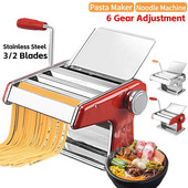 Rankinis makaronų gaminimo aparatas iš nerūdijančio plieno 2/3 ašmenų makaronų aparatas su 6 pavarų reguliavimu, puikus spagečių fetučini lazanijos aparatas