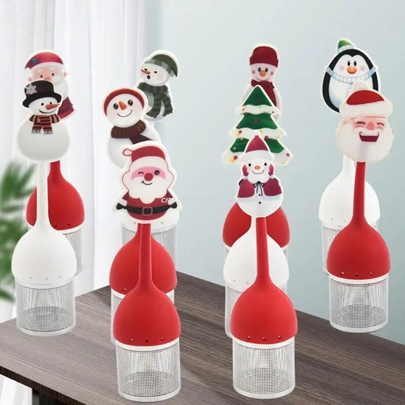 Infuzoare de ceai cu frunze vrac Filtre de ceai din silicon Seria de Crăciun Filtre de ceai pentru prepararea ceaiului cu frunze vrac Se potrivește la spălat vase