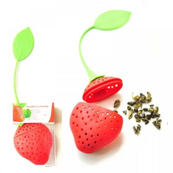 Σουρωτήρι για φύλλα τσαγιού Creative Teaware Diffuser Strawberry Bag Loose Tea Leaf Αξεσουάρ κουζίνας Φίλτρο βοτάνων μπαχαρικών σιλικόνη