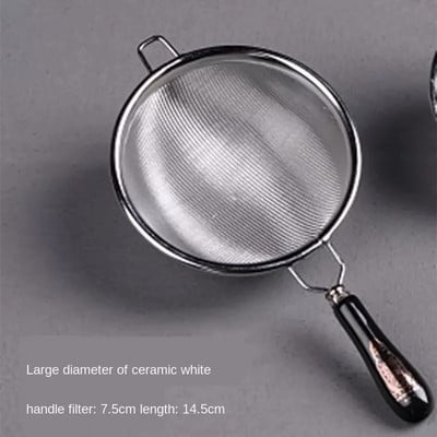 Japán 304 rozsdamentes acél teaszűrő Teaszűrő Finomszűrő szita Teaszűrő Teaszűrő Fekete-fehér fogantyúméret