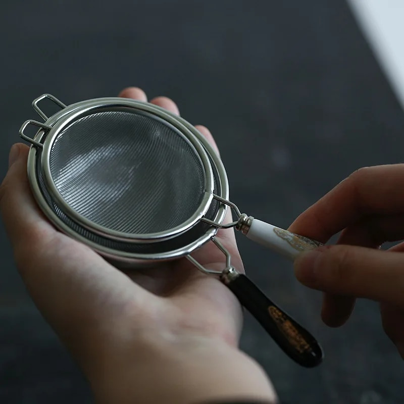 Japán 304 rozsdamentes acél teaszűrő Teaszűrő Finomszűrő szita Teaszűrő Teaszűrő Fekete-fehér fogantyúméret