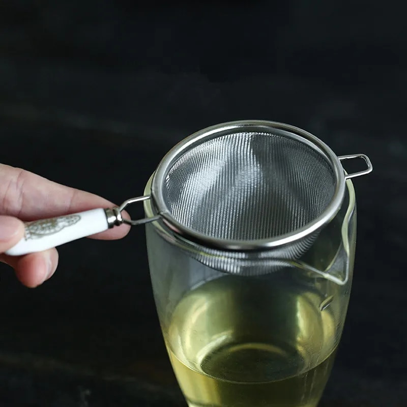 Japán 304 rozsdamentes acél teaszűrő Teaszűrő Finomszűrő szita Teaszűrő Teaszűrő Fekete-fehér fogantyúméret