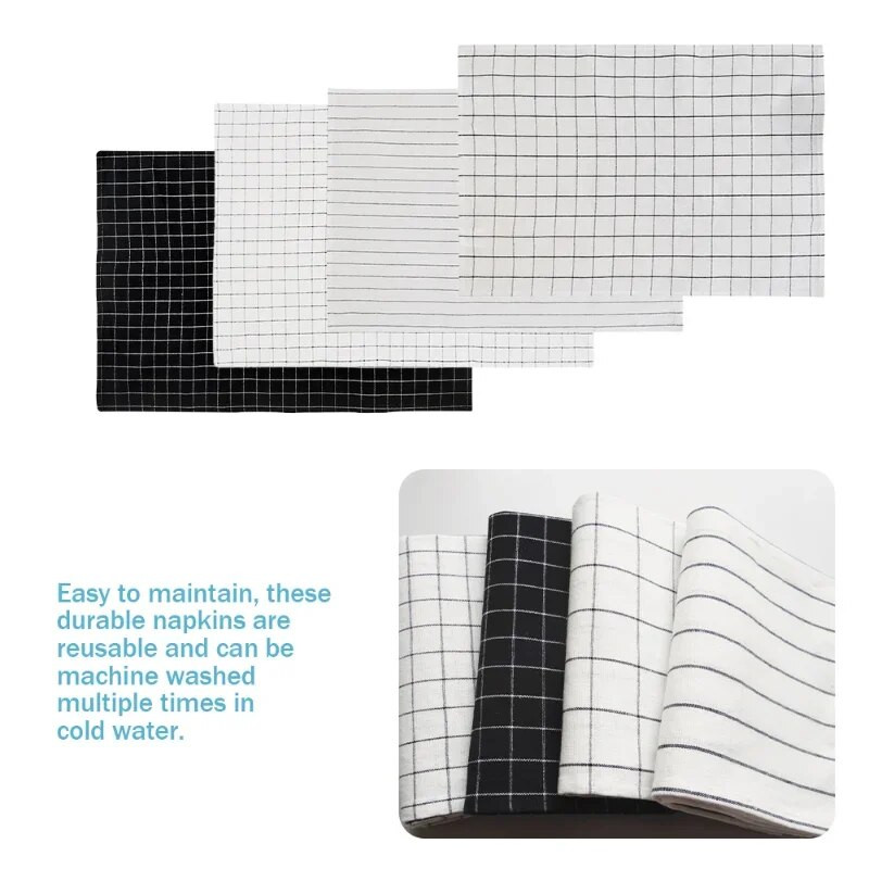 1 kom pamučne kuhinjske krpe Salvete za stol Pamučna tkanina s uzorkom Crno-bijela upijajuća tkanina 60 cm x 40 cm