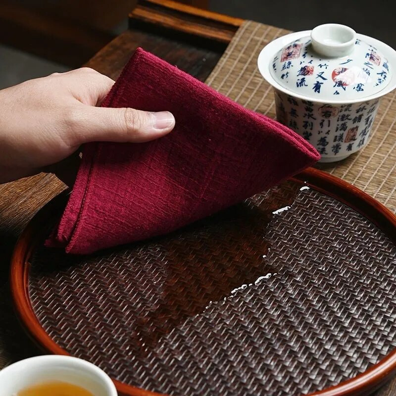 Prosop absorbant de ceai din cânepă, din bumbac, îngroșat, mic, pătrat, prosop Zen din pânză de ceai, pentru oală, accesorii chinezești pentru ceremonie a ceaiului LE775