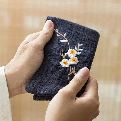 Vintage obrt za čajnu ceremoniju za upijanje vodeČajni ručnik Debeli pamučni lan Mekani ručnik Čajna krpa Japanski vezeni čajni ubrus