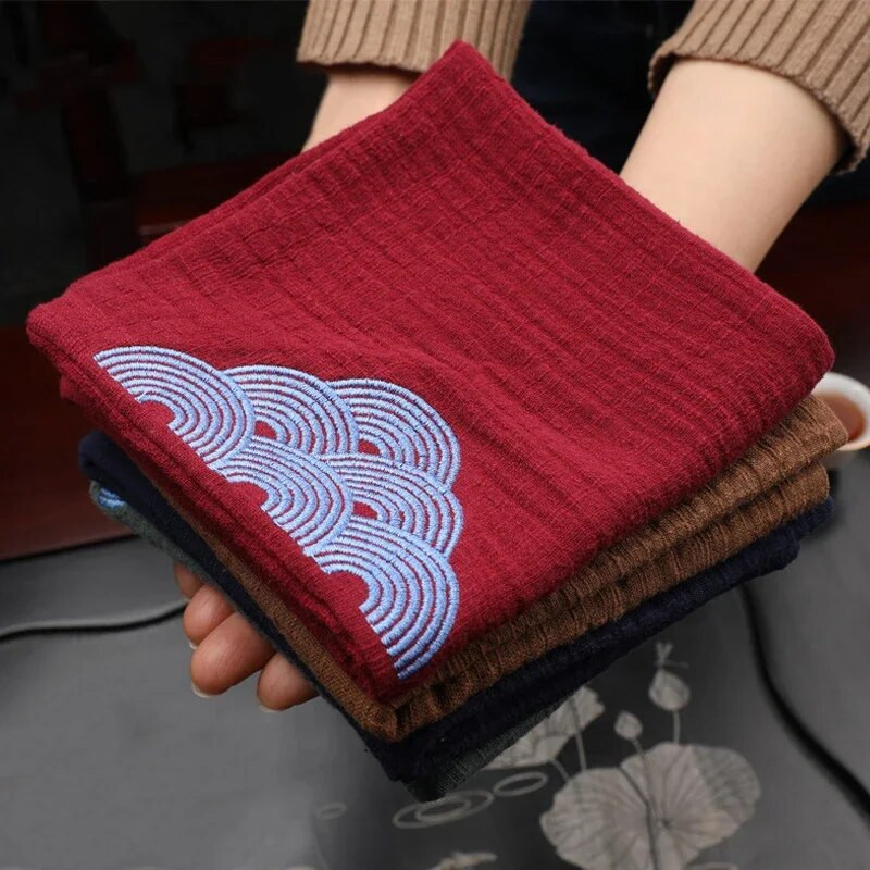 Vintage obrt za čajnu ceremoniju za upijanje vodeČajni ručnik Debeli pamučni lan Mekani ručnik Čajna krpa Japanski vezeni čajni ubrus