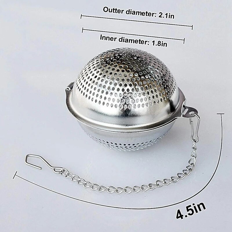 2 pakiranja Mrežaste kuglice od nehrđajućeg čelika 304 2,1 inča Infuzor za čaj Cjedilo Filter Difuzor za rasuti čaj