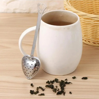 Цедка за чай във формата на сърце от неръждаема стомана Настойка за чай Заключваща се Цедка за подправки на топки за чай Мрежеста настойка Цедки Кухненски аксесоари