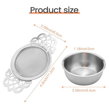 2 бр. филтър за чай, цедка за чай от неръждаема стомана с купа, ултра фини мрежести цедки за чай с двойни крилати дръжки