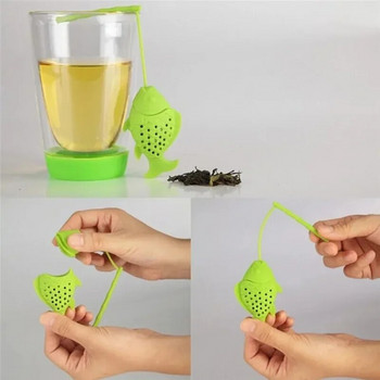 Силиконов чай Infuser Fish Shape Цедка за чай с животни за многократна употреба Пакет за чай Филтър за зелен чай Infusor Кухненски инструмент