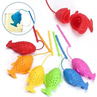 Силиконов чай Infuser Fish Shape Цедка за чай с животни за многократна употреба Пакет за чай Филтър за зелен чай Infusor Кухненски инструмент