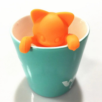 Творчески силикон, сладък анимационен котешки чай във формата на котка, Цедка за чай, хранителен силикон, свободни листа, инструменти за варене на билкови подправки