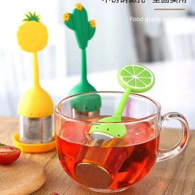 304 rozsdamentes acél tea infuser Flamingo citrom alakú teagolyó szilikon nyelű tealevél szűrőszűrő gyógynövény fűszerekhez