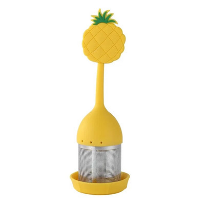 Infuzor de ceai din oțel inoxidabil 304 Flamingo Minge de ceai în formă de lămâie cu mâner din silicon Filtru pentru frunze de ceai pentru condimente din plante