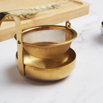 NOVO Rotirajuće cjedilo za čaj od nehrđajućeg čelika zlato srebro fina mrežica filter za čaj sito posuđe za čaj 360 rotirajući ulijevač čaja kuhinjski alat