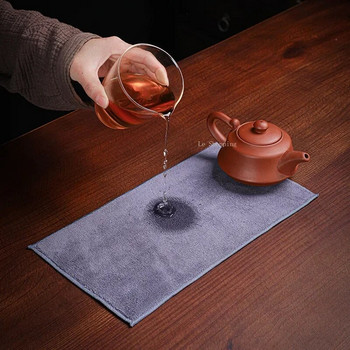 Удебелена плюшена абсорбираща чаена кърпа Рисувана дзен кърпа Домашен интериор/офис/чайна Поддържащ чайник Почистващ парцал за работен плот