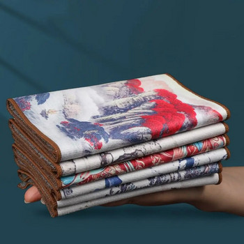 Професионална дебела подложка за чаша Аксесоари Китайски рисувани супер абсорбиращи кърпи за съдове Подложки за маса Кърпа за ръце Чаена салфетка Чаена кърпа