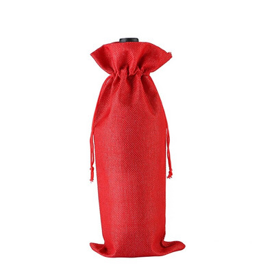 Lininiai vyno maišeliai Vyno butelių dangteliai su raišteliu vyno maišelio laikiklis, pakavimo maišelis Vestuvių vakarėlio dekoro dovana