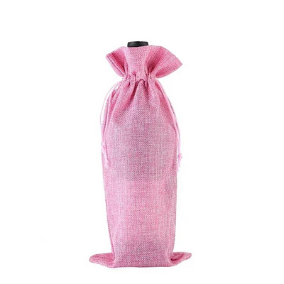 Lininiai vyno maišeliai Vyno butelių dangteliai su raišteliu vyno maišelio laikiklis, pakavimo maišelis Vestuvių vakarėlio dekoro dovana