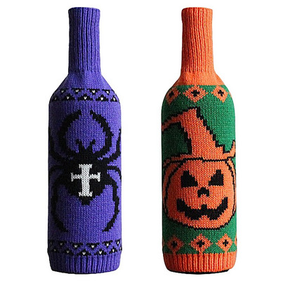 Halloween Vrećice za vino Navlaka za bocu Lubanja Bundeva Pletena torbica za bocu vina za Helloween Party Rođendan Blagdanski Dekor Kućna pohrana