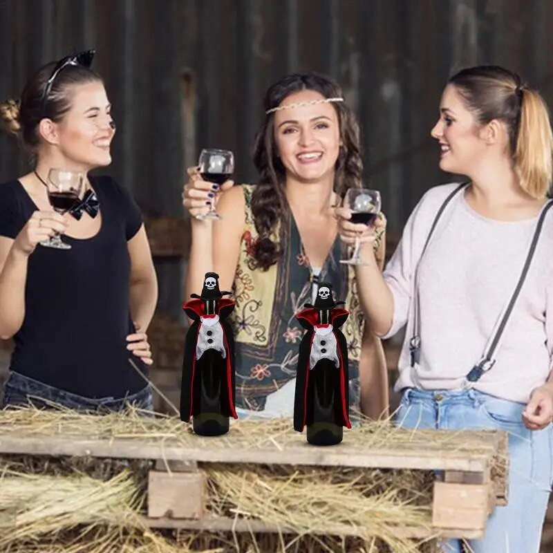 Vyno butelio paltas Helovino vakarėlio dekoratyvinis vyno dangtelis Daugkartinis šampano butelio įpakavimas dovanų paketas Vakarėlio dekoro vyno maišeliai