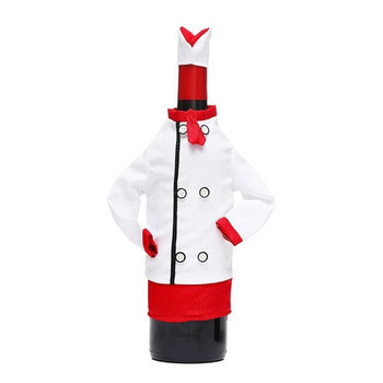 Χριστουγεννιάτικο κάλυμμα τσάντας μπουκαλιού κρασιού Διακοσμητικό αστείο περιτύλιγμα καπέλου σεφ με ρούχα σεφ