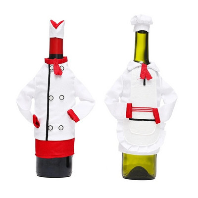 Christmas Wine Bottle Cover Bag Decorative Funny Chef Clothes Hat Sleeve Wrap