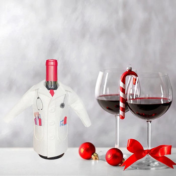 1PC Уникална чанта за вино с бяло палто Чанта за червено вино Чанта за вино от филц Забавен подарък за лекари, медицински сестри и студенти по право