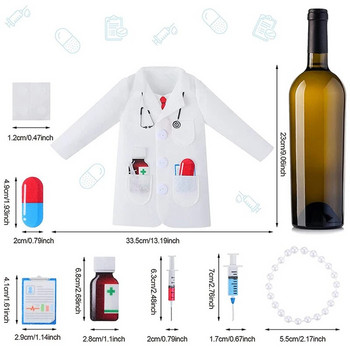 1PC Уникална чанта за вино с бяло палто Чанта за червено вино Чанта за вино от филц Забавен подарък за лекари, медицински сестри и студенти по право