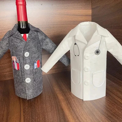 1PC Unique White Coat Wine Bag Red Wine Carrier Bag Felt Wine Bag Funny Gift for Doctors Nurses and Law Students