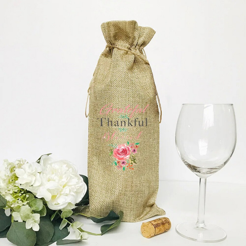 Dėkingi dėkingi palaimintų maišelių vyno maišeliai Vyno butelių maišeliai Vakarėlio dekoro raišteliai Maišeliai Geriausia padėkos dovana šeimos draugui