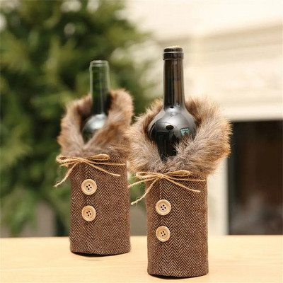 Party Supplies Christmas Gift Dinner Table Decor Wine Bottle Cover Present Gift Sack Button Wine Cover Christmas Bottle Bag