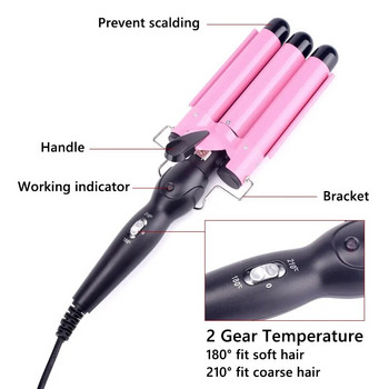 Επαγγελματικό σίδερο για μπούκλες μαλλιών Κεραμικό τριπλό σίδερο για μπούκλες Σίδερα για μπούκλες μαλλιών Hair Waver Waver Εργαλεία styling Ραβδί μαλλιών
