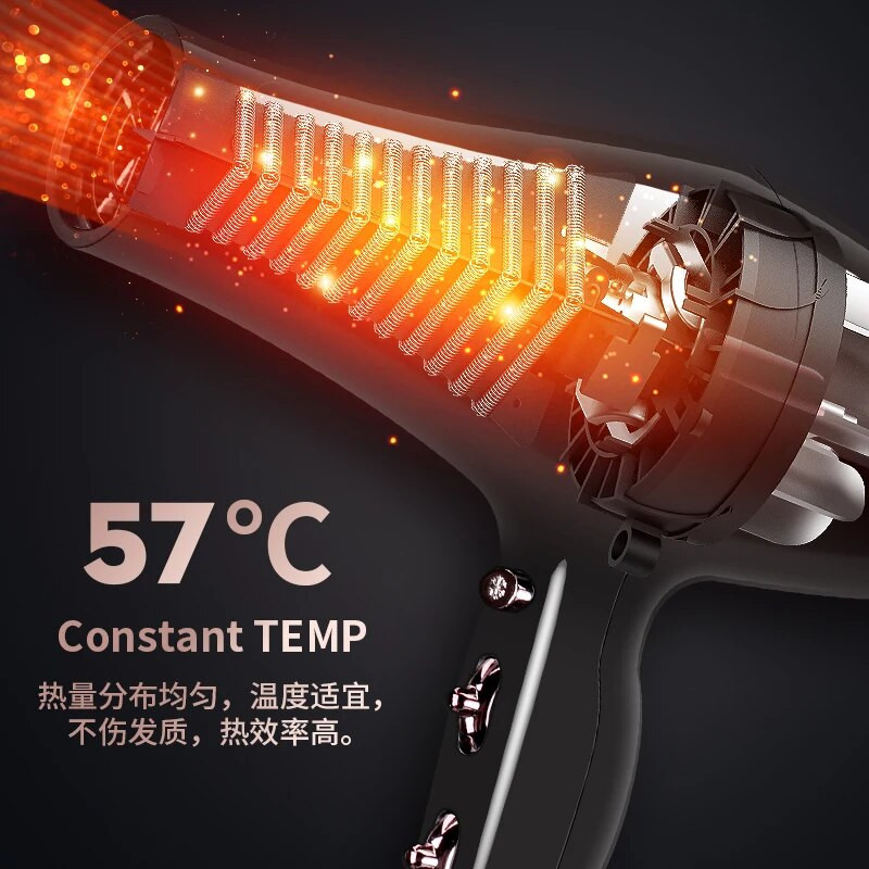 2023 Profesionalni frizerski salon Sušilo za kosu 3000 W velike snage, jak vjetar Brzina Dry Blue Light Ion Mute Kućni salon Alat za oblikovanje kose