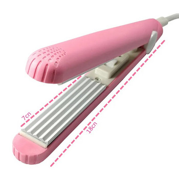 Ένα μίνι σίδερο μαλλιών ροζ κυματοειδές πιάτο ηλεκτρικό σίδερο για μπούκλες εργαλεία μοντελοποίησης μπούκλες